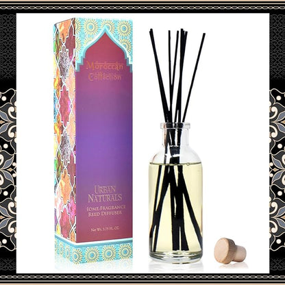 Urban Naturals Moroccan Amber Essential Oil Reed Diffuser Gift Set | Golden