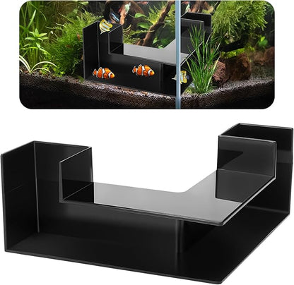 Dual-Entrance Aquarium Tunnel, Aquarium Cave Hideout 360° Viewing, Black Shrimp Cave Fish Tank Tunnels, Aquarium Underground Tunnel, Substrates Buried Tunnel for Fish Decoration