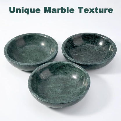 Natural Marble Cat Bowl, Weighted 1.5lb Cat Food Bowl for Cat and Small Dog, Small Animal Pet Food Dish Non-Slip, Shallow Dish for Whisker Fatigue Relief, Premium Green Stone for Home Decor