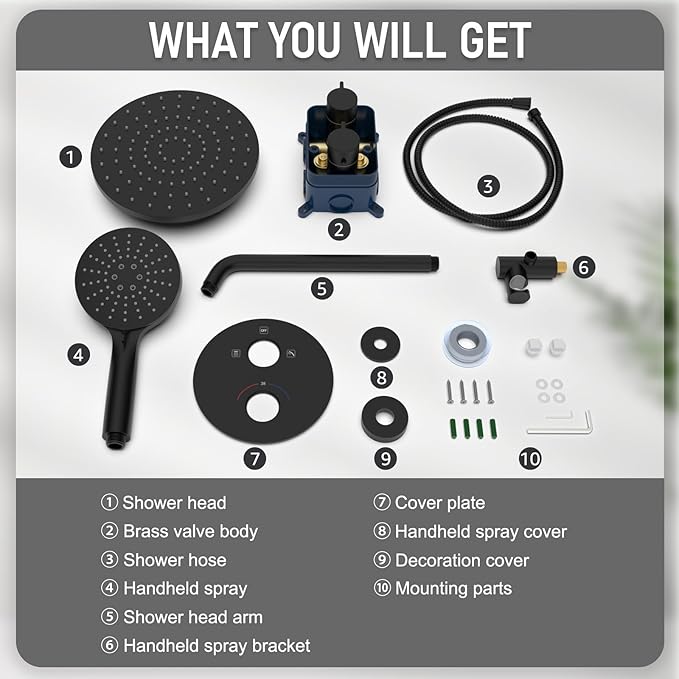 Iriber Thermostatic Shower System Wall Mount