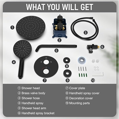 Iriber Thermostatic Shower System Wall Mount
