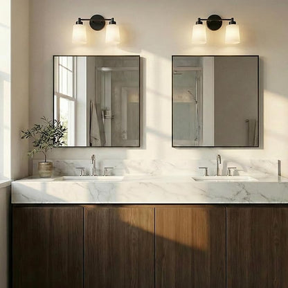 36''x36'' Large Black Square Mirror, Matte Metal Framed Bathroom Vanity Mirror