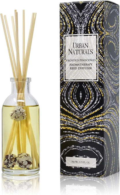 Urban Naturals Frosted Pinecones Holiday Scented Reed Diffuser Oil Gift Set |