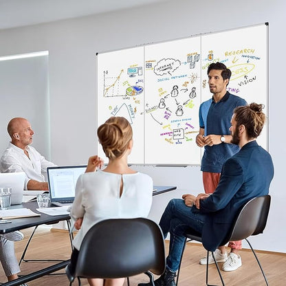 XBoard Magnetic Whiteboard 72 x 48 Inch, 6'x4' Dry Erase Board with Aluminum Frame | Foldable Wall-Mounted Whiteboard for Home Office, Classroom, Conference Room