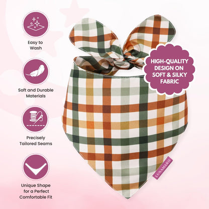 LunaMarie - Luxury Pet Birthday Bandanas -Premium & Silky Poly Fabric | 100% Handmade | Custom Shape Dual Layered (Autumn, Large)