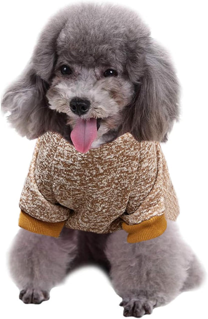 Jecikelon Dog Clothes Dogs Sweater Soft Puppies Clothing Winter Puppy Sweaters Warm Outfit for Dogs Small XXS XS Cat Apparel (XX-Small, Khaki)