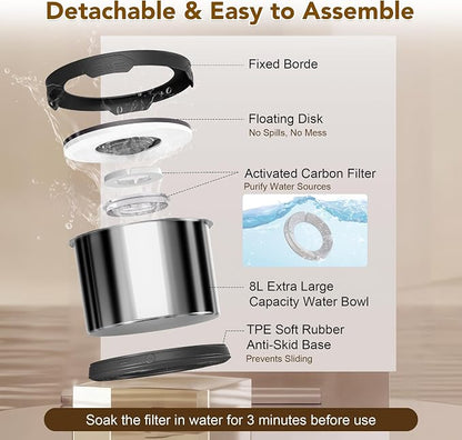 UPSKY 8L Dog Water Bowl No Spill Stainless Steel for Slow Drinking Black | Large Capacity, Spill-proof, Non-slip Design, Durable, For Large Dogs, Messy Drinkers & Multi-pet Homes, Outdoor / Indoor