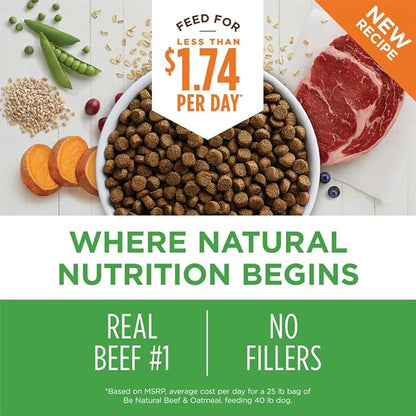 Instinct Be Natural, Natural Dry Dog Food, Raw Coated Kibble - Real Beef & Barley, 4.5 lb. Bag