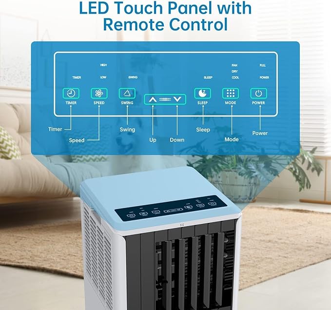 8, 000 BTU Portable Air Conditioner, Smart Control, Cools Up to 350 Sq. Ft.