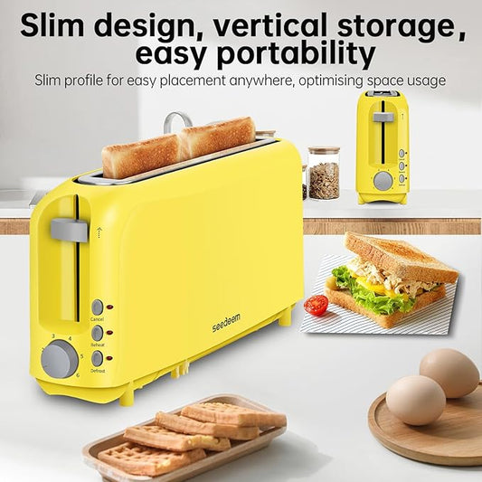 SEEDEEM 2 Slice Slim Toaster, Single 10" Long Slot Toaster Fits Bagels &