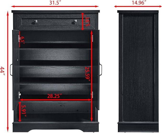SOOWERY Shoe Cabinet with Drawer, Farmhouse Shoe Storage Cabinet with Doors