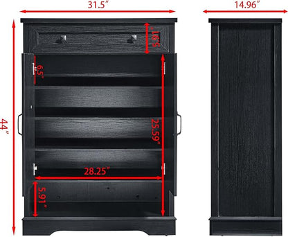 SOOWERY Shoe Cabinet with Drawer, Farmhouse Shoe Storage Cabinet with Doors