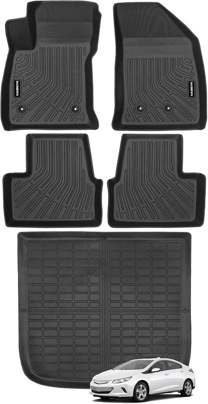Naibeve Floor Mats for 2016-2019 Chevrolet Volt—All Weather for Chevrolet Volt Floor Mats Cargo Mat Waterproof Interior Accessories