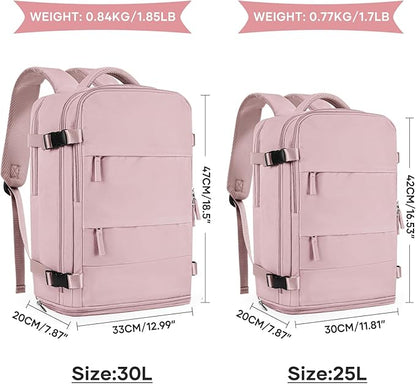 coowoz Large Travel Backpack For Women Men,Carry On Backpack Flight Approved,Hiking Backpack Waterproof Outdoor Rucksack Casual Daypack Fit 15.6 Inch Laptop Shoes Compartment (Pink Purple-L)