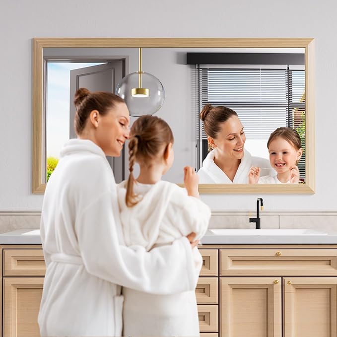 Amorho Bathroom Mirror, Hang Horizontally/Vertically, Suitable