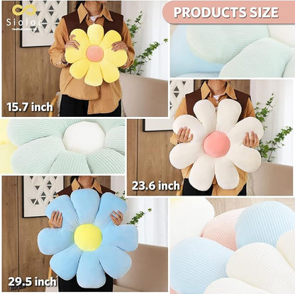 Sioloc Flower Shaped Throw Pillow - Butt Cushion & Seating Cushion, Cute Room Decor & Plush Pillow for Bedroom Sofa Chair (White, 29.5" )