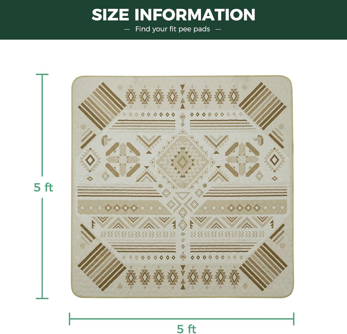 FXW Washable Pee Pads for Dogs, Puppy Pads with Super Absorbent, Specifically Designed for FXW Rollick/Homeplus 24 inch 8 Panels Dog Playpen, 63" Square, Khaki Geometric, 1 Pack