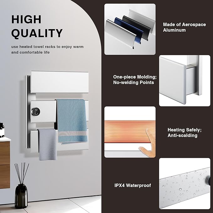 K&KALONZO Electric Towel Warmer, 18.35" W x 22.8" H Wall-Mounted Towel Heater