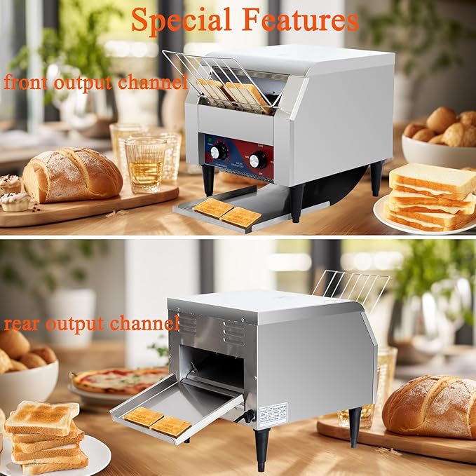 CTJ Commercial Toaster 300 Slices/Hour Electric Conveyor Belt Toaster Heavy