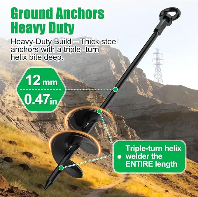 2 Pack 30" Heavy Duty Ground Anchors Shed Anchors Kit, Earth Anchors for Mobile Home Carport Gazebo Trampoline