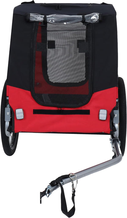 Blue-Grey Large Folding Bike Trailer for Dogs – Heavy-Duty Steel Frame, 66LB Capacity Pet Carrier for All-Terrain Cycling, Jogging & Camping Adventures!