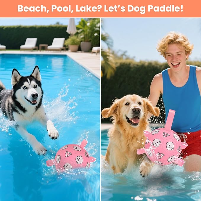 Dog Soccer Ball with Straps – Dog Toy Soccer Ball with Grab Tabs, Durable Dog Toys, Water Pool Toys for Small & Medium Dogs, Indoor/Outdoor – Ideal Dog Birthday Gift, 6 Inch