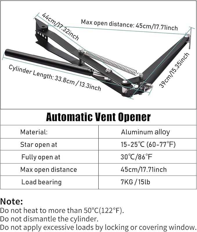 2X Auto Vent Opener Automatic Greenhouse Windows Opener Temperature Sensitive