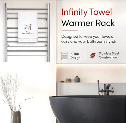 Heated Towel Rack, 10-Bar Wall-Mounted Electric Towel Warmer, Brushed Stainless