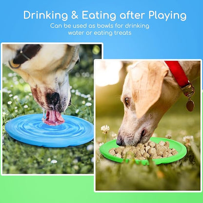 Nobleza 2 Pack Dog Flying Disc Flexible Floatable Dog Disc Toy for Long-Distance Flies and Floats， Lightweight Soft Flying Discs Toy for Small Medium Large Dogs to Fetch & Catch， Blue & Green