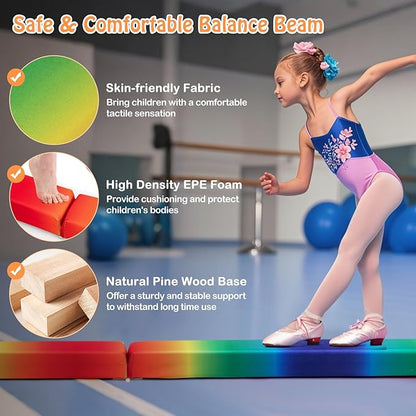 Giantex 7FT/8FT/9FT Balance Beam, Folding Gymnastics Beam w/Carry Handles