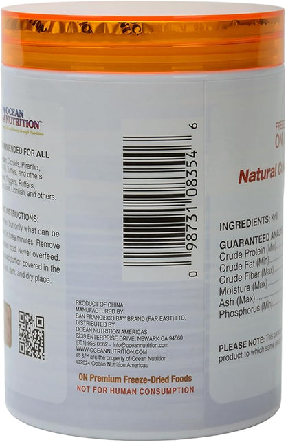 Ocean Nutrition Premium Freeze-Dried Krill Fish Food - Natural Shrimp Food for Freshwater Cichlids, Piranha, Catfish, Koi & Saltwater Triggers, Puffers, Groupers