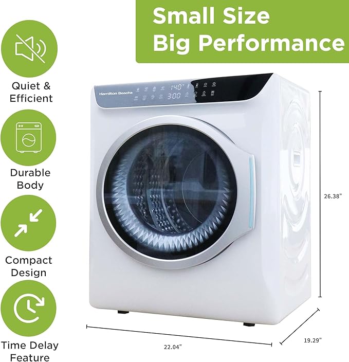 HAMILTON BEACH Electric Compact Portable TOUCHSCREEN Laundry Dryer