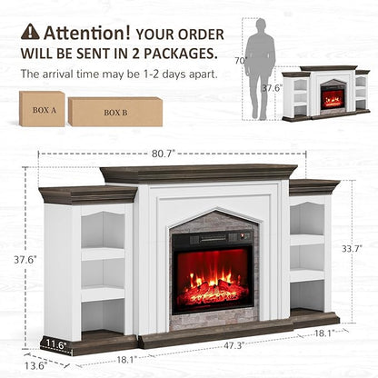 Naice 80" Electric Fireplace