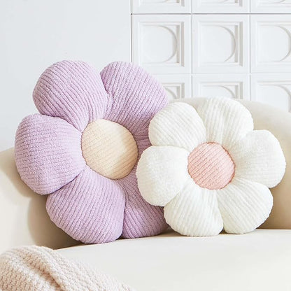 VBGYA Blue Flower Decorative Throw Pillows, Cute Daisy Shaped Plush Aesthetic Pillow, Soft 14.9" Floor Seat Cushion