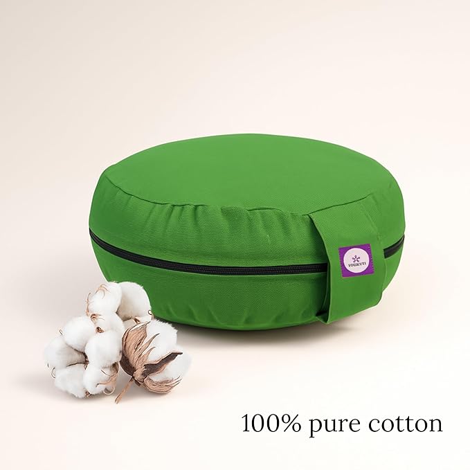 Yogikuti Meditation Cushion – 100% Pure Cotton Zafu for Comfortable Meditation & Yoga – Floor Sitting Pillow for Mindfulness & Support