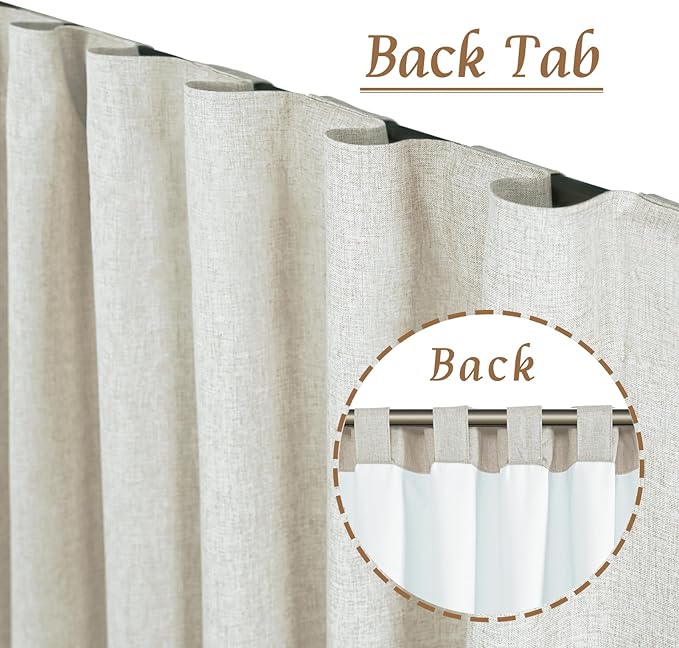 LAMIT Full Blackout Window Linen Curtains