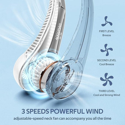 penkou Portable Neck Fan, Hands Free Personal Fan, 360° Airflow, 3-16 Running
