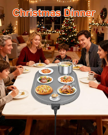 Warming Mat for Food with Adjustable Temperature Timer, 10S Fast Heating