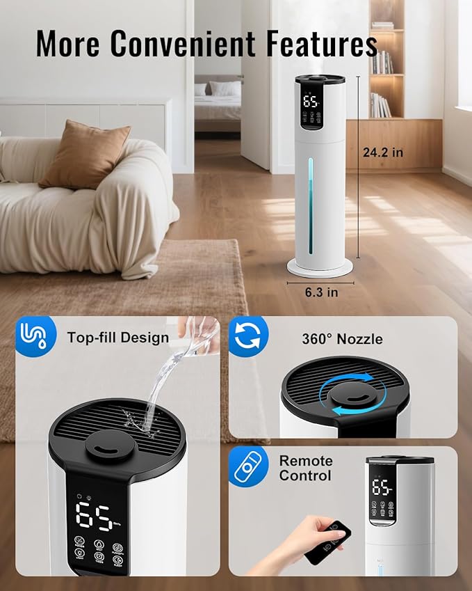 Lacidoll 8L Humidifiers for bedroom, Humidifiers large room up to 500 sq ft