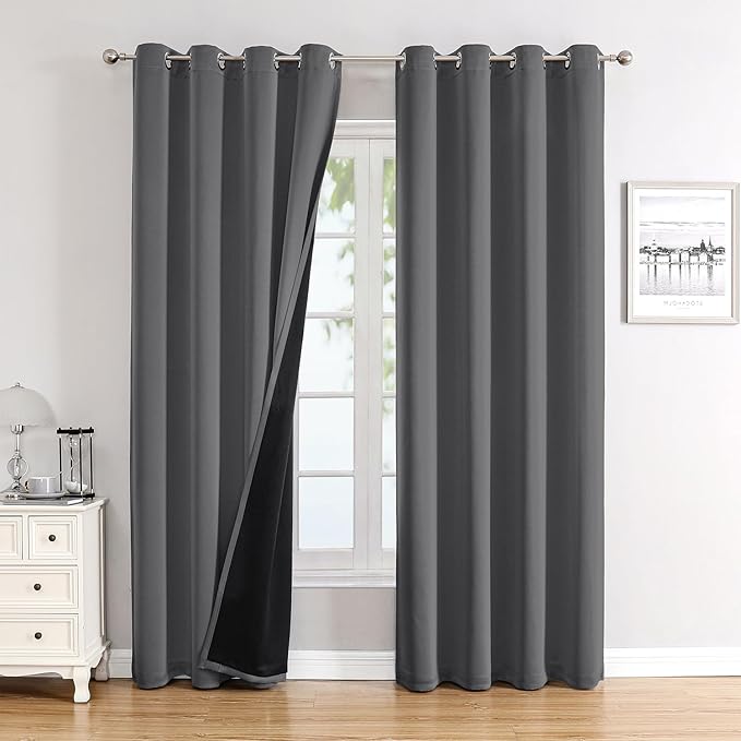 ChrisDowa 100% Blackout Curtains 120 inch Long