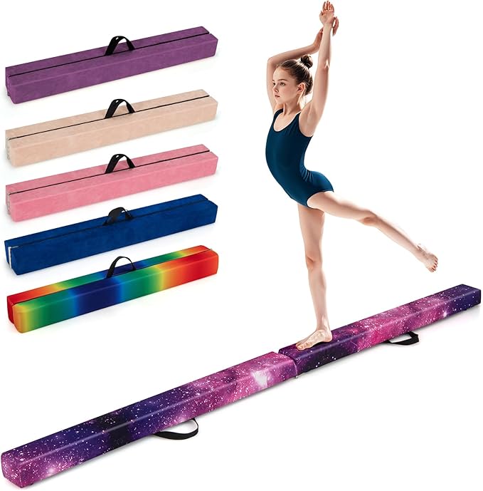 Giantex 7FT/8FT/9FT Balance Beam, Folding Gymnastics Beam w/Carry Handles