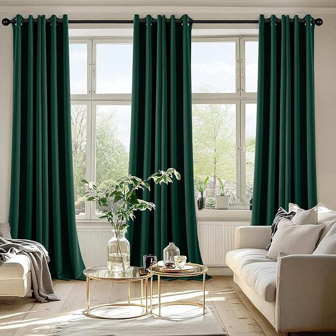 MIULEE Hunter Green Blackout Curtains