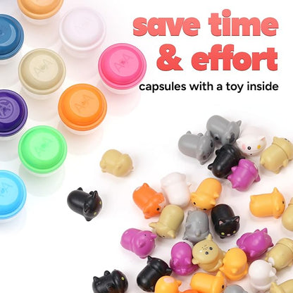 Farm Animals Figurine Toys in Capsule - 100 Pcs -1.1 Inch Plastic Capsules with Assorted Animals Mini Figurines for Kids - Easter Basket Stuffers - Toy Vending Machine Refill