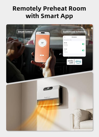 Brightown Wall Heater, Heater for Indoor Use 1500W, 5 Optional Modes,