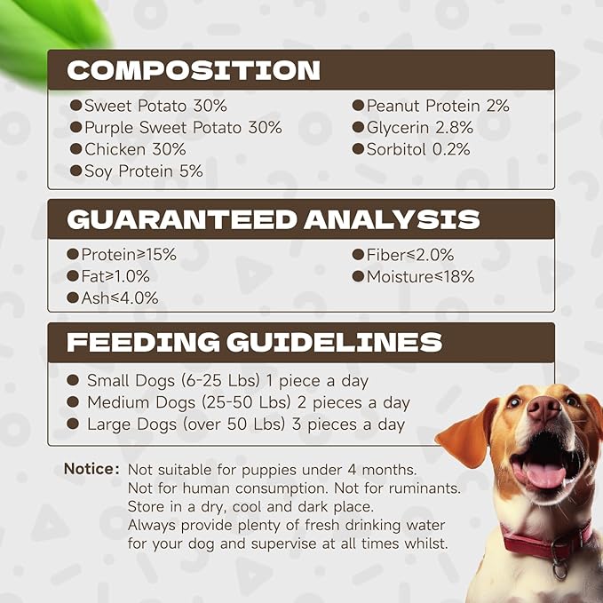 Chicken Wrapped Double Sweet Potato Dog Treats, Real Chicken Jerky Training Treats High Protein Dog Soft Chews for Small Medium Large Dogs 10.58oz/ 12-15Pcs