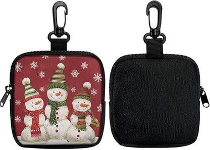 KEIAHUAN Christmas Snowman Zippered Dog Treat Pouch Red Pocket Sized Dog Training Treat Pouches Hands-Free Pet Feed Snack Reward Pocket for Training, Walking & Outdoor