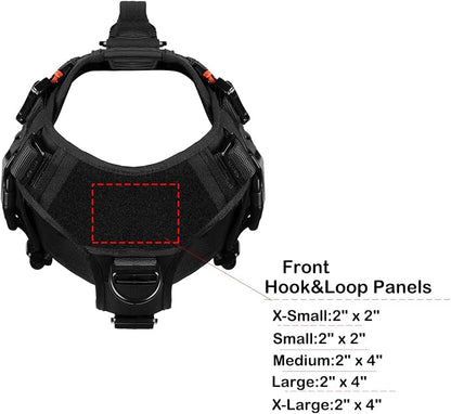 ICEFANG No Pull Tactical Dog Harness for X-Large Dogs,Adjustable Dog Vest | Control Handle,MOLLE Panel,Front Hook,3 Leash Clips,Soft Padded,for walking training,Black,X-Large