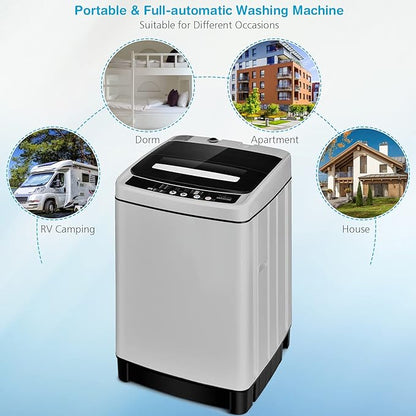 Giantex Full Automatic Washing Machine, 2 in 1 Portable Laundry Washer 1.5Cu.Ft