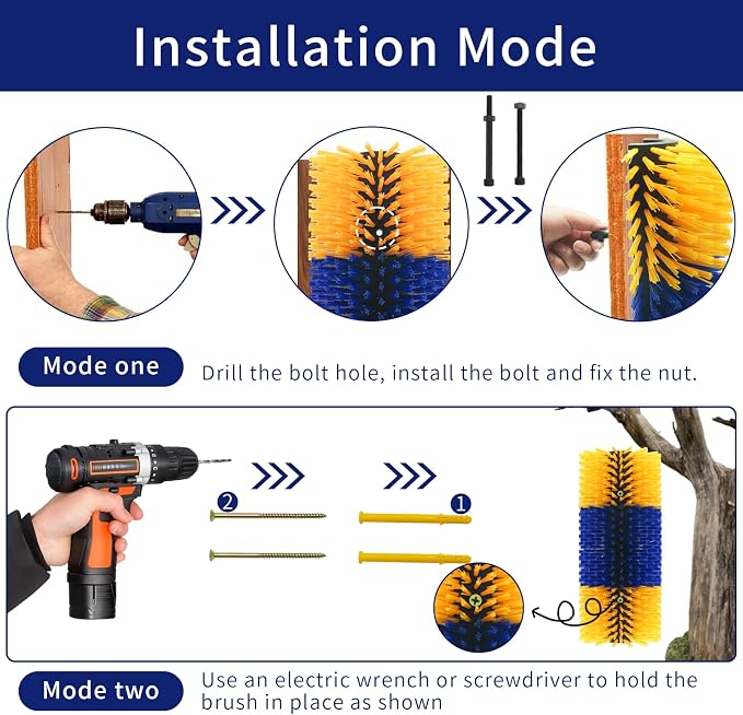 Livestock Scratching Brush Goat Scratcher Full Massage Grooming Brush with 8 Screws for Cattle, Sheep, Horses, Pigs