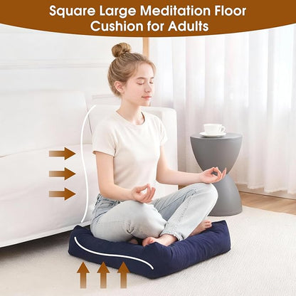 Tikuns Floor Pillow, Large Cushions (4, Navy, 22x22x4 Inch)